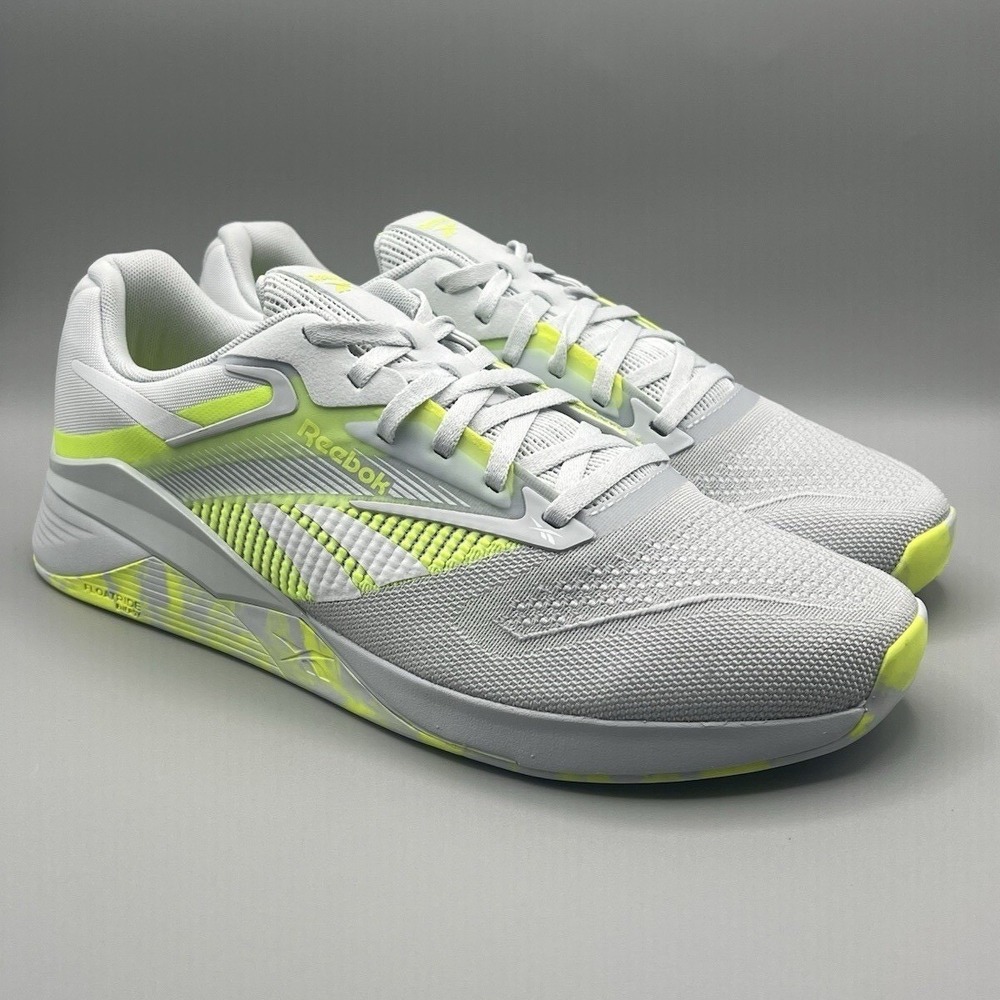 Reebok Men's Athletic Trainers in Light Gray and Neon Yellow